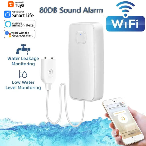 Tuya Smart Flood Leakage Sensor Remote Monitor WiFi Water Overflow Level Detector Water Leak Sensor Security Sound Alarm