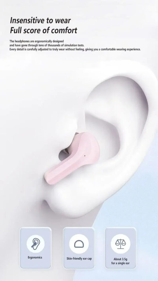 Wireless Bluetooth 5.3 Air Headset Transparent Headphones LED Power Digital Display Stereo Sound Earphones for Sports Wo