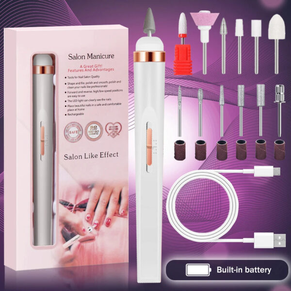 Clearance_YIKOOLIN 5 in 1 Electric Nail Polish Drill Machine USB Charge Portable Manicure Set  Exfoliation and Polishing