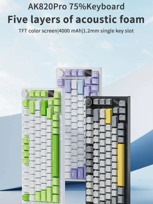 AJAZZ AK820/AK820Pro Mechanical Keyboard TFT Screen Multifunctional Knob Gaming Keyboard Wired/2.4GHz/BT Connect PC Keyb