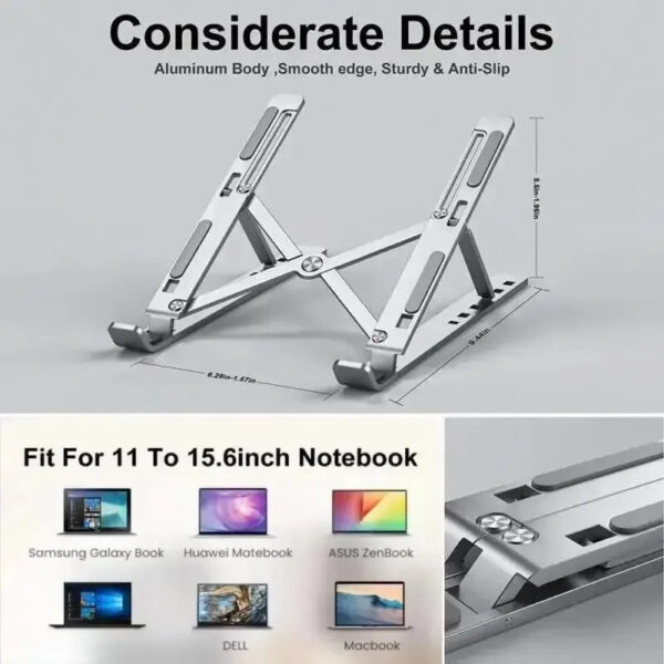 Portable Laptop Stand Aluminum Notebook Support Computer Bracket Macbook Air Pro Holder Accessories Foldable Lap Top Bas