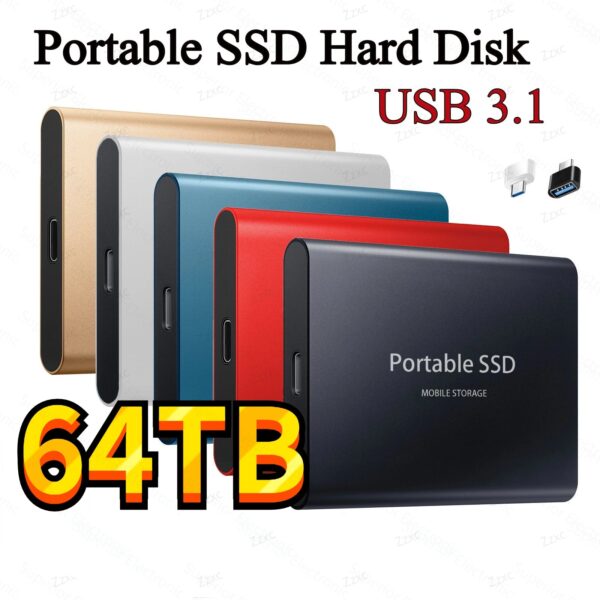 Portable SSD Type-C USB 3.1 60TB 30TB 16TB 8TB SSD Hard Drive 4TB External SSD M.2 for Laptop Desktop SSD Flash Memory D