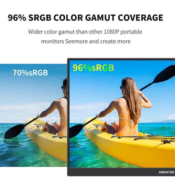 HGFRTEE 16inch Touch Portable Monitor 16:10 96%sRGB 350Cd/m² Second Screen For Laptop With Holder Stand Type-C HDMI-Comp