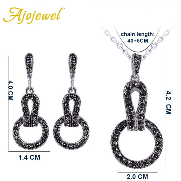 Ajojewel Brand Black CZ Women Geometric Earrings Vintage Jewelry Female Gift Bijouterie Costume Jewellery