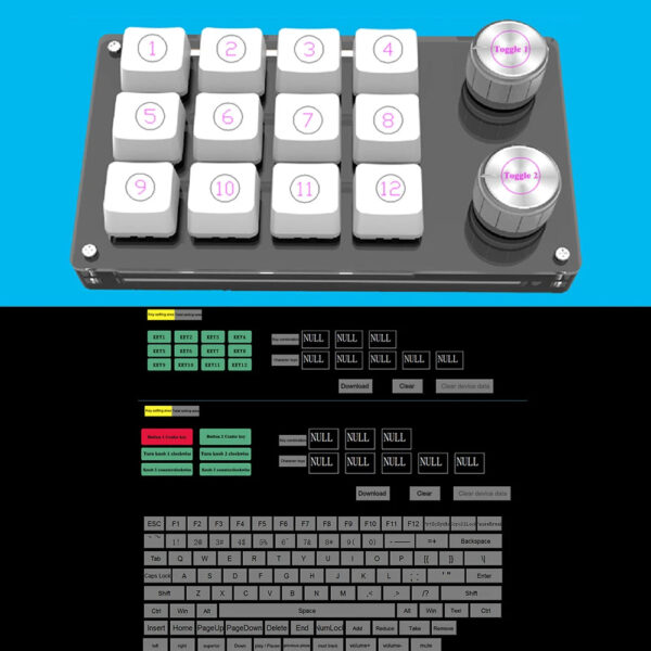 USB Macro Custom Mini Keyboard 12 Keys 2 Knob Programming DIY Mechanical Keyboard Gaming Drawing Switch Portable Hot-swa