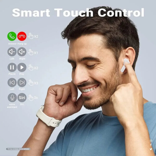 Wireless Bluetooth 5.3 Air Headset Transparent Headphones LED Power Digital Display Stereo Sound Earphones for Sports Wo