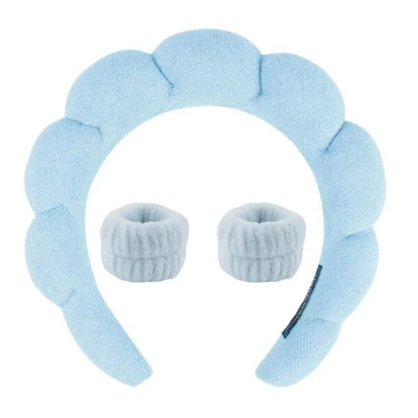 3Pcs Stylish Washing Headband Set Wristbands Scrunchies Spa Bubble Headband for Washing Face Makeup Shower Skincare
