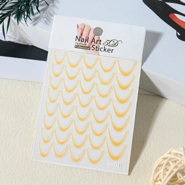 1Sheet French Gradient Line Nail Art Stickers Bend Stripe Design Self-adhesive Nail Tips DIY Manicure Decor Neon Slider