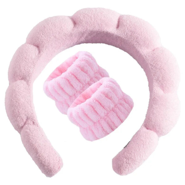 3Pcs Stylish Washing Headband Set Wristbands Scrunchies Spa Bubble Headband for Washing Face Makeup Shower Skincare