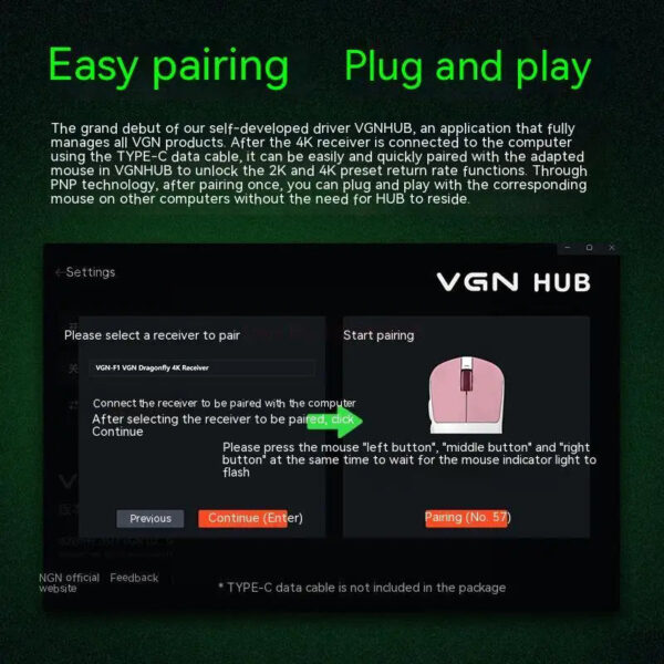 Vgn Wireless Signal Receiver 4khz Polling Rate Esports Game Is Suitable For Dragonfly F1pro/f1promax Wireless Mouse 4k R