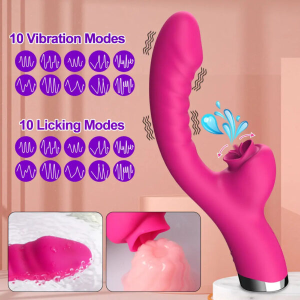 Tongue Licking Vibrator 2 In 1 Adult Women Sex Toys Dildos Vibrators Clitoris Stimulator With 20 Speeds Vibrators Sex Pr