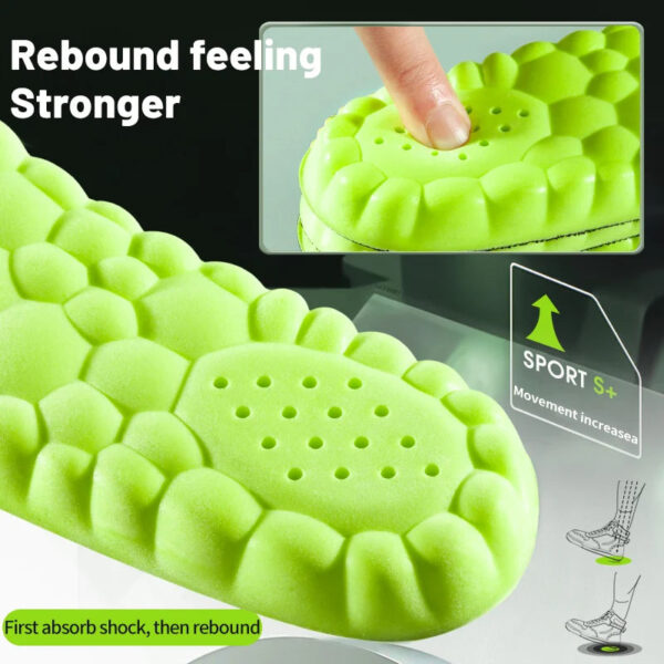 Sports Insole 4D Cloud Style Sweat Absorbing Breathable Thickened Shock Absorption Super Soft and Comfortable Elastic In