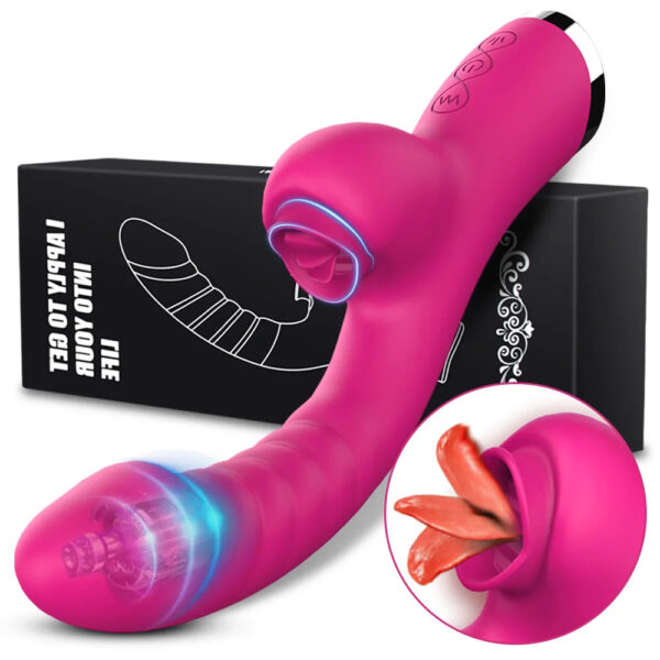Tongue Licking Vibrator 2 In 1 Adult Women Sex Toys Dildos Vibrators Clitoris Stimulator With 20 Speeds Vibrators Sex Pr