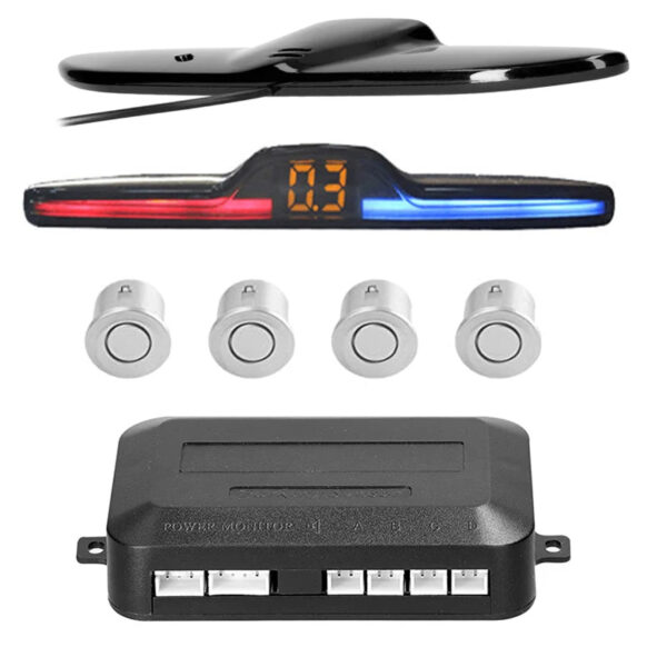 Car Reverse Radar Kit Vehicle Parking Sensor System with 4 Sensors Backup Assist System with LED Distance Display Sound