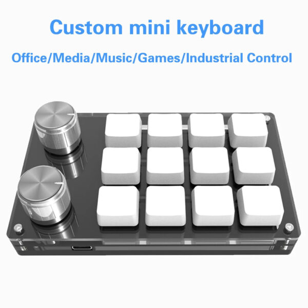 USB Macro Custom Mini Keyboard 12 Keys 2 Knob Programming DIY Mechanical Keyboard Gaming Drawing Switch Portable Hot-swa