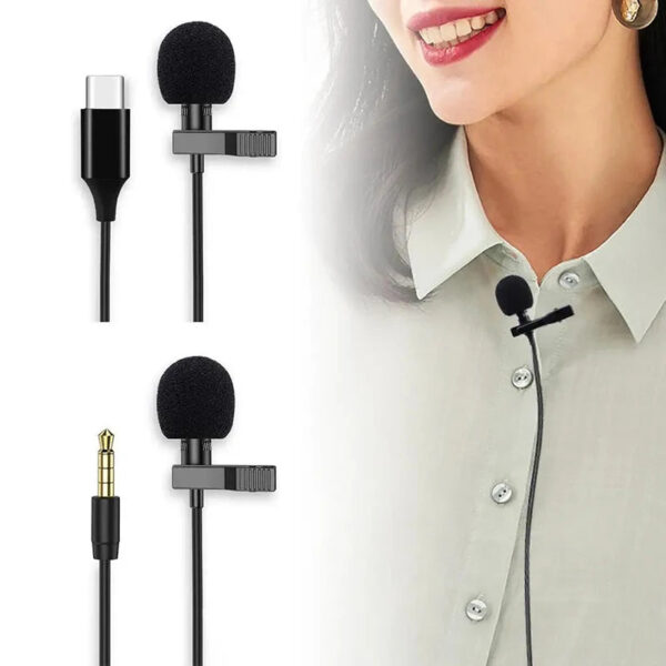 1.5m Mini Portable Lavalier Microphone Condenser Clip-on Lapel Mic Wired USB 3.5mm Type-C Microfon For Phone for Laptop