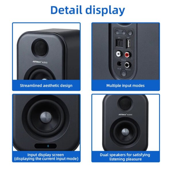 AIYIMA S400 Audio 80W Bookshelf Active Speakers Studio Monitor 3 Inch Bluetooth USB DAC HiFi Home Subwoofer Music System