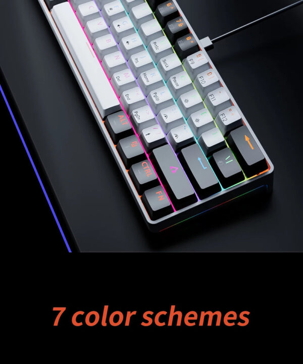MUCAI MK61 USB Gaming Mechanical Keyboard Red Switch RGB Backlit Hot Swappable 61 Keys Wired Detachable Cable