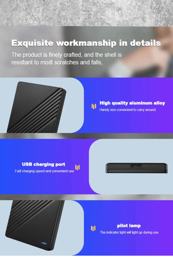 Portable External HD 1TB External Hard Drive HDD 500GB 250GB Memory USB 3.0 High Speed Flash Drive For Laptop PC MacBook