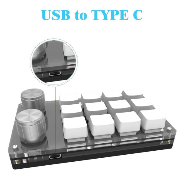USB Macro Custom Mini Keyboard 12 Keys 2 Knob Programming DIY Mechanical Keyboard Gaming Drawing Switch Portable Hot-swa