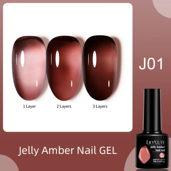 LILYCUTE 7ML Jelly Amber Gel Nail Polish Brown Crystal Translucent Dull Color Nail Art Gel Semi Permanent UV Gel Polish