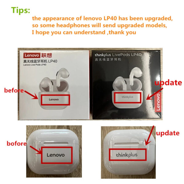 Original Lenovo LP40 wireless headphones TWS Bluetooth Earphones Touch Control Sport Headset Stereo Earbuds For Phone An