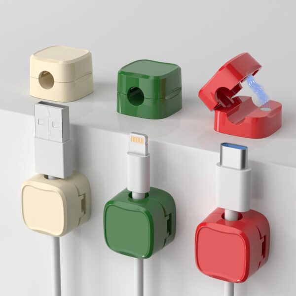 6pcs Cable Organizer Magnetic Plug Box Silicone Cable Winder Flexible Cable Management Clips for Mouse Earphone