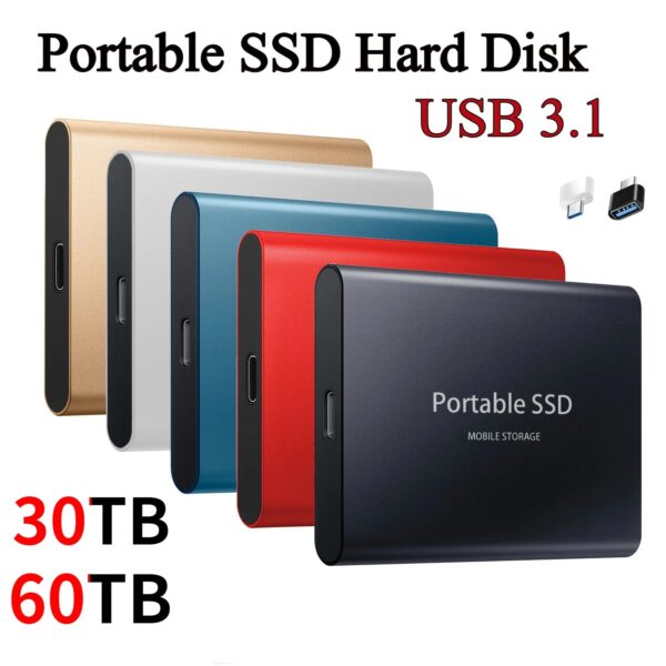 Portable SSD Type-C USB 3.1 60TB 30TB 16TB 8TB SSD Hard Drive 4TB External SSD M.2 for Laptop Desktop SSD Flash Memory D