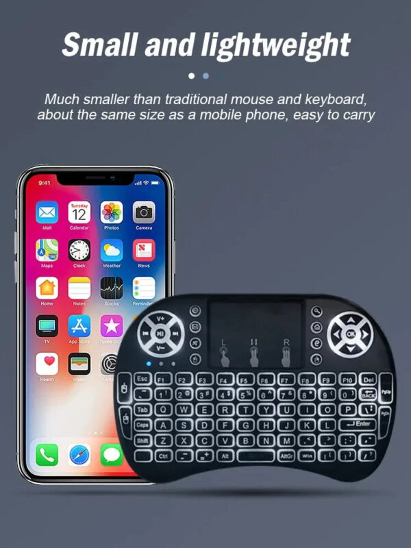 I8 Mini Wireless Keyboard 7 Color Backlit Russian French Spanish Portuguese Arabic 2.4G Air Mouse Remote for Android TV
