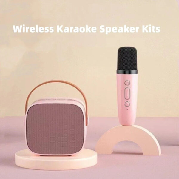 Portable Wireless Dual Microphones Karaoke Machine HomeKTV DSP System Bluetooth Speaker HIFI Stereo Surround For Kids Pa