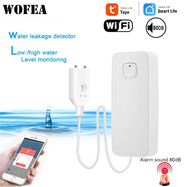 Tuya Smart Flood Leakage Sensor Remote Monitor WiFi Water Overflow Level Detector Water Leak Sensor Security Sound Alarm