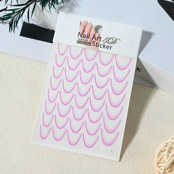1Sheet French Gradient Line Nail Art Stickers Bend Stripe Design Self-adhesive Nail Tips DIY Manicure Decor Neon Slider