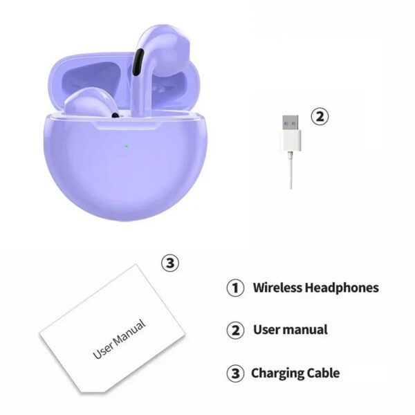 NEW Original Air Pro 6 TWS Wireless Headphones Fone Bluetooth Earphones Mic Pods In Ear Earbuds Earbuds Sport Headset Fo