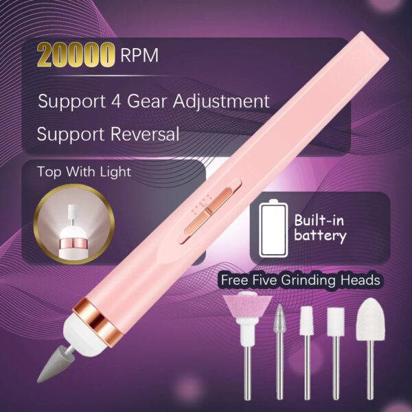 Clearance_YIKOOLIN 5 in 1 Electric Nail Polish Drill Machine USB Charge Portable Manicure Set  Exfoliation and Polishing