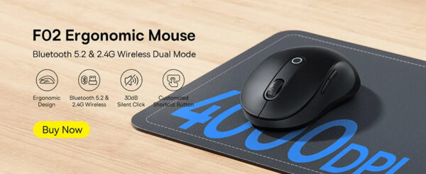 Baseus F01B Mouse Wireless Bluetooth 5.0 Mouse 1600 DPI Silent Click For MacBook Tablet Laptop PC Gaming Accessories 2.4