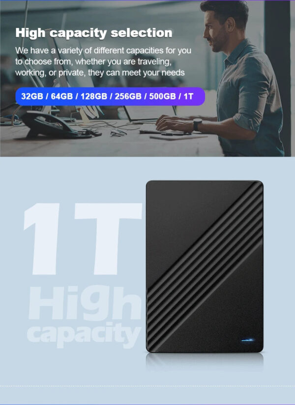 Portable External HD 1TB External Hard Drive HDD 500GB 250GB Memory USB 3.0 High Speed Flash Drive For Laptop PC MacBook