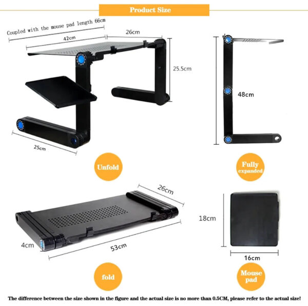 Adjustable Laptop Desk Stand Portable Aluminum Ergonomic Lapdesk For TV Bed Sofa PC Notebook Table Desk Stand With Mouse