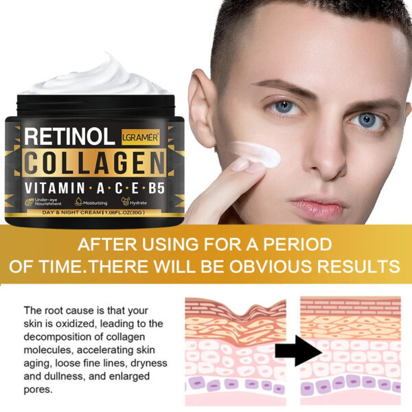 Men's Retinol Collagen Face Cream Skincare Moisturizing Brightening Hydrating Smooth Wrinkles Firming Facial Face Men Sk