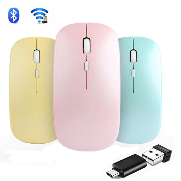Portable Wireless Mouse Bluetooth-compatible 2.4GHz Dual Modes Computer Mice with Nano Receiver for Notebook PC Laptop M