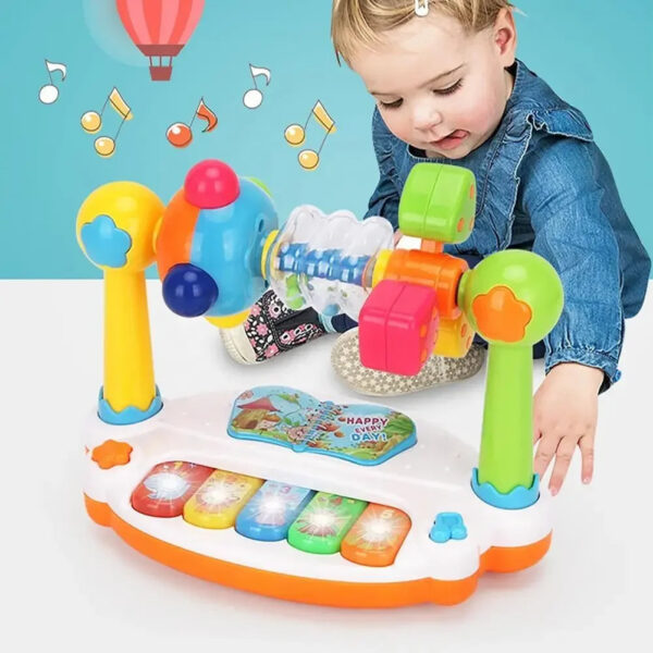 Baby Piano Toys Kids Rotating Music Piano Keyboard With Light Sound, Musical Toys For Toddlers, Early Educational Music