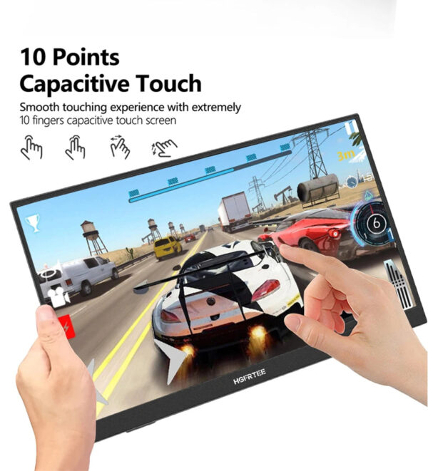HGFRTEE 16inch Touch Portable Monitor 16:10 96%sRGB 350Cd/m² Second Screen For Laptop With Holder Stand Type-C HDMI-Comp